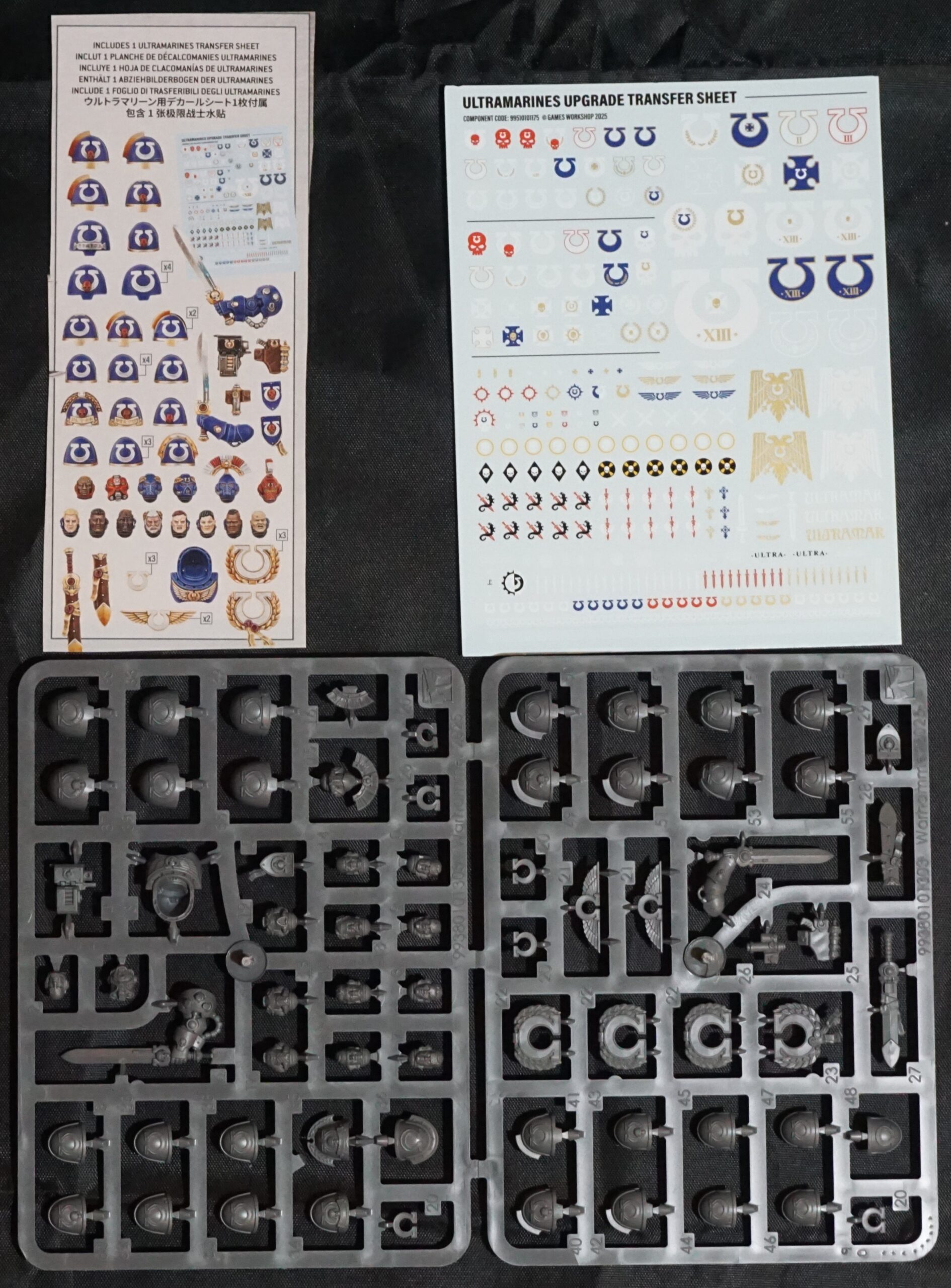 Space Marines Primaris Ultramarine Upgrade Sprue and Transfers